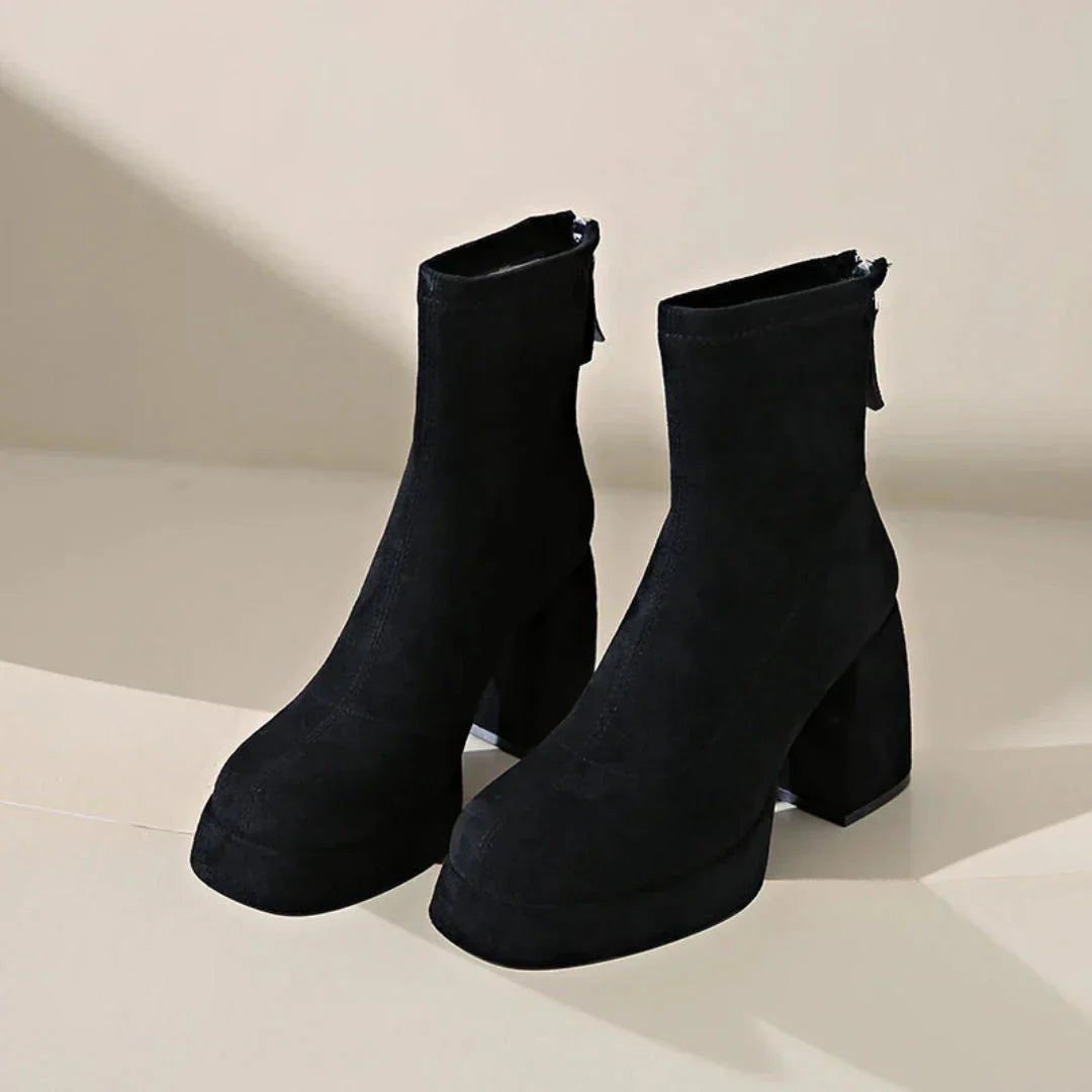 Comfy Womens Low Heel Suede Boots