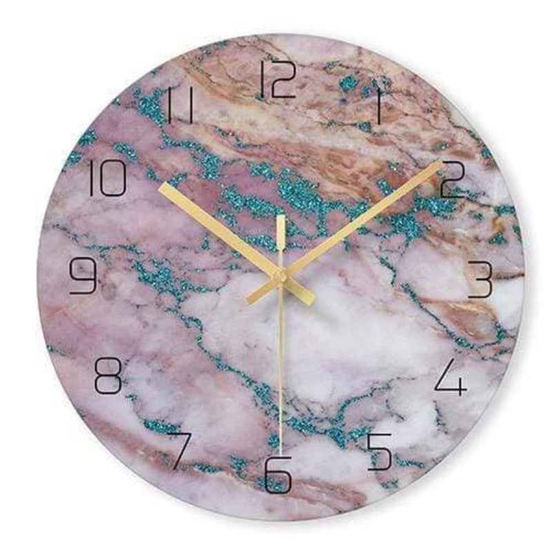 Luxury Marble Wall Clock with Golden Accents