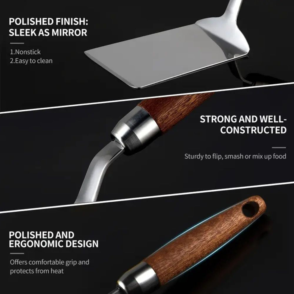 Heavy Duty Stainless Steel Spatula with Wooden Handle