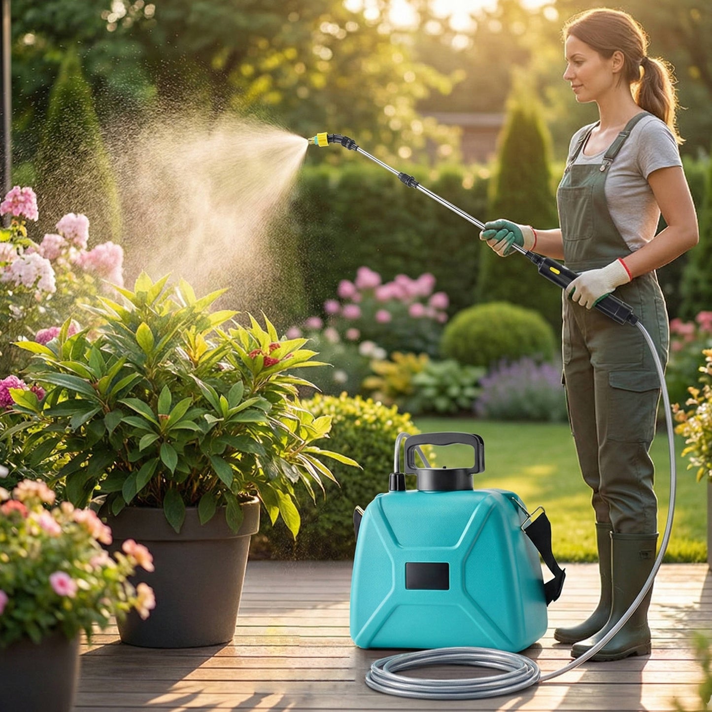 Portable 5L Battery Garden Sprayer with 3 Spray Nozzles - Luxicro