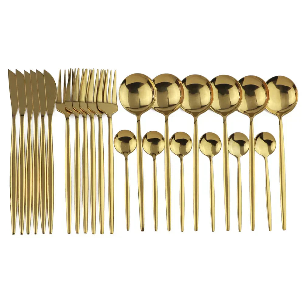 Luxury Silver Coated Metal Flatware Set