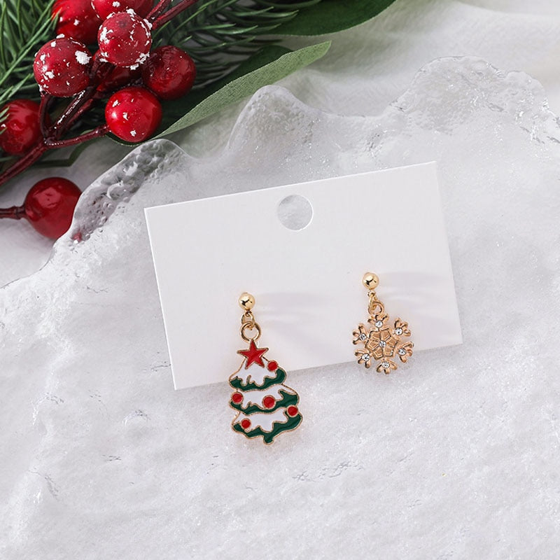 Festive Holiday Christmas Tree Dangle Earrings