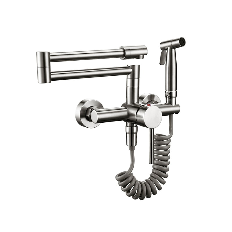 Flexible Kitchen Faucet with Pull-Out Sprayer - Stainless Steel