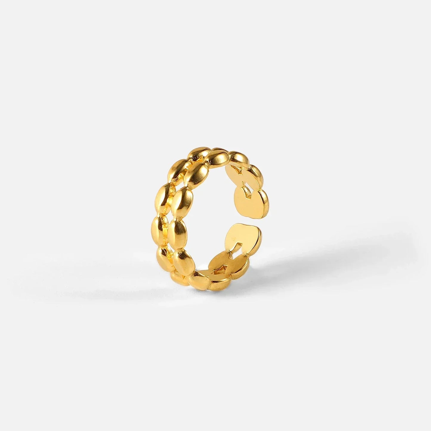 Elegant 14K Gold Oval Beaded Ring