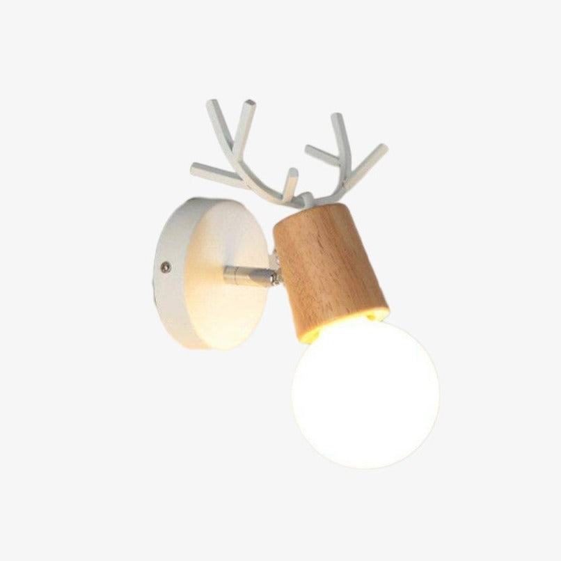 Natural Wood Deer Wall Lamp - Country Style Lighting