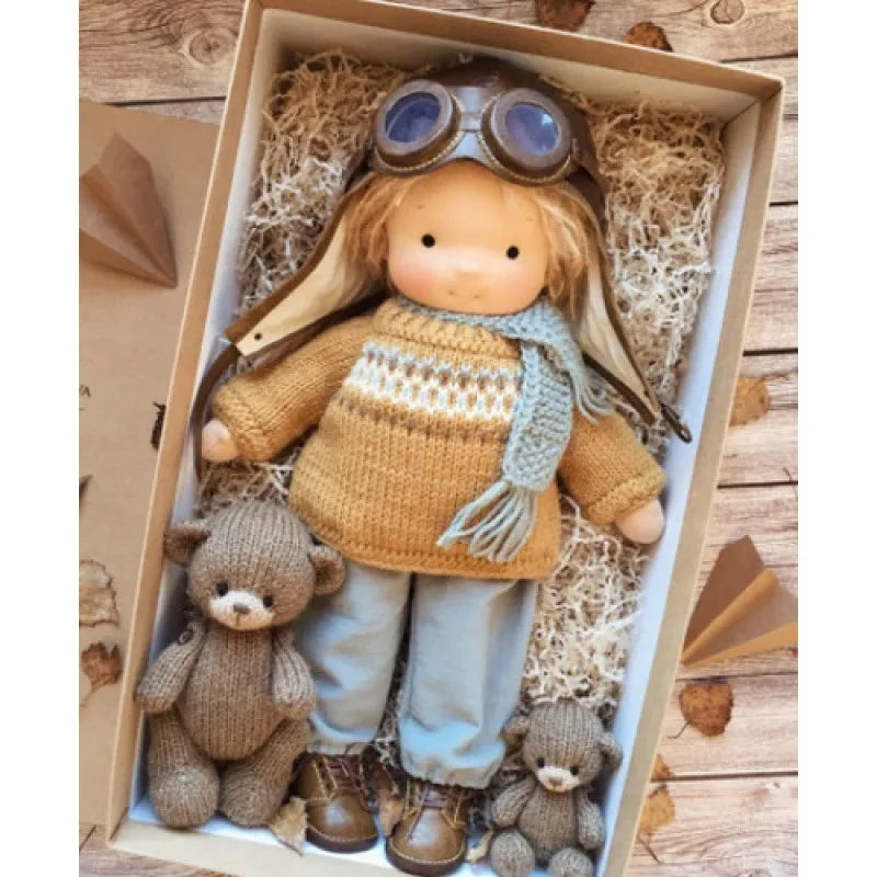 Adorable Plush Doll with Cute Accessories and Cloth Bag