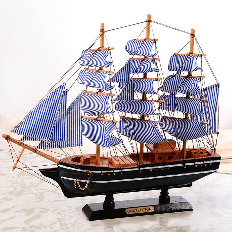 Realistic Handcrafted Wooden Sailboat - Luxicro