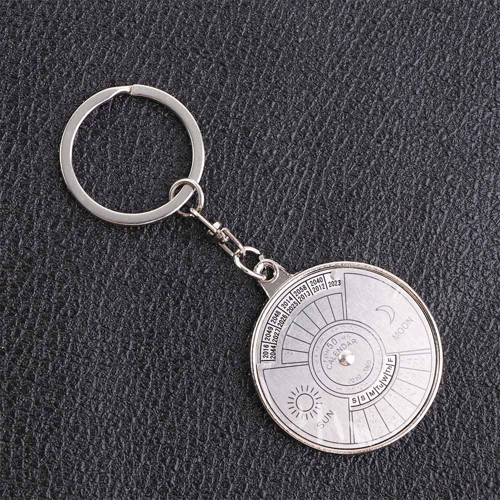 Small Silver Desk Calendar Keychain Necklace