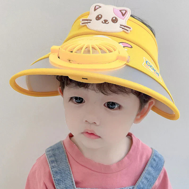 Cool Summer Sun Hat with Fan - Fun Frog Cap - Luxicro