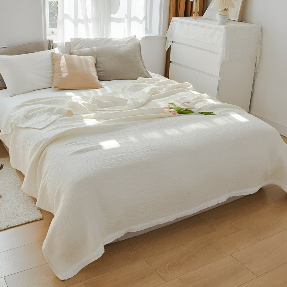 Breathable Cozy Throw Blanket Soft Cotton