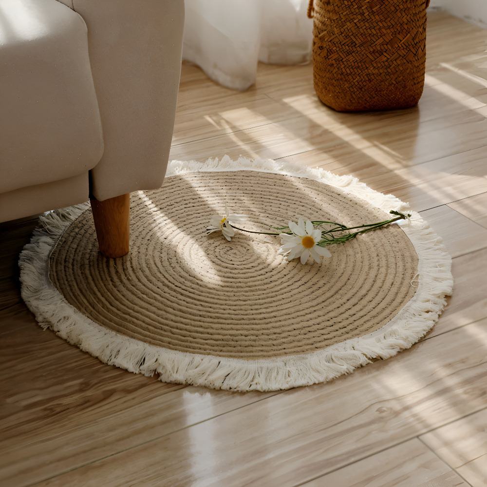 Traditional Plush Circle Mat - Soft Woven Non-Slip Rug - Luxicro