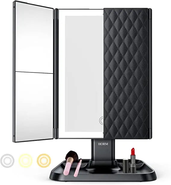 Portable Cosmetic Mirror with Dimmable LED Lighting
