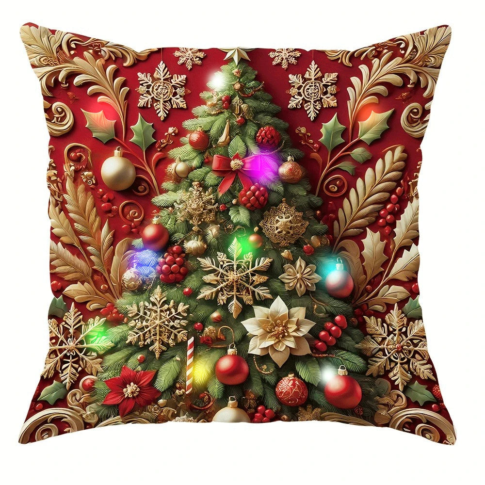 Festive Holiday Pillow Cover with 3D Santa Face