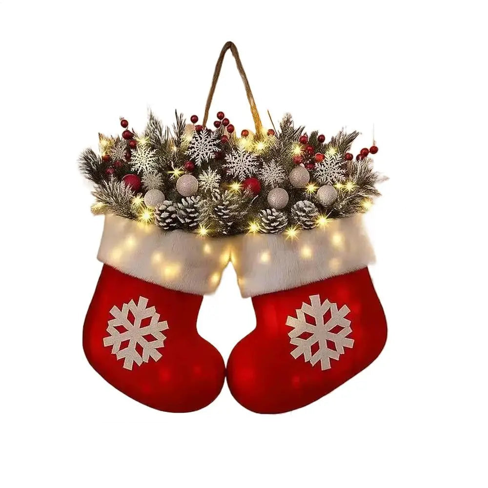 Outdoor Holiday Wreath with Pine Cones and Red Berries