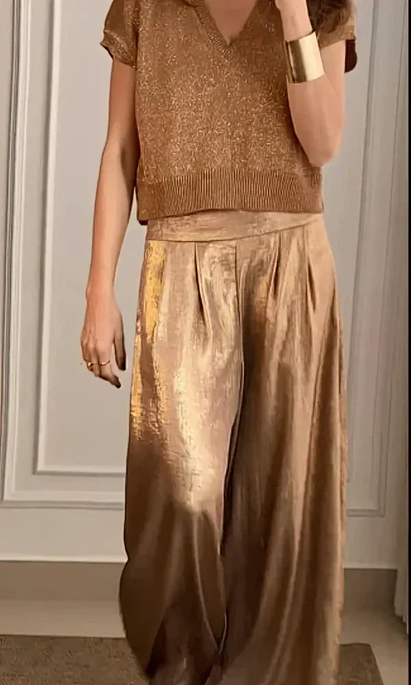 Elegant Satin Twin Set for Women - Luxicro