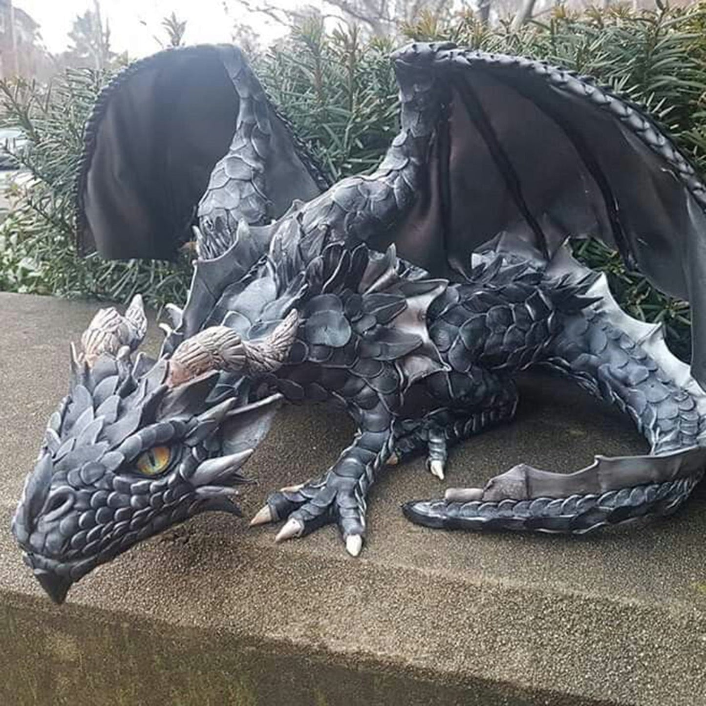 Mystic Dragon Protector Figure: Dark Garden Ornament - Luxicro