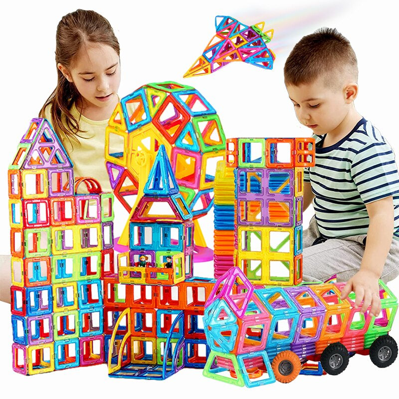 Colorful Magnetic Blocks | Kids Building Playset - Luxicro