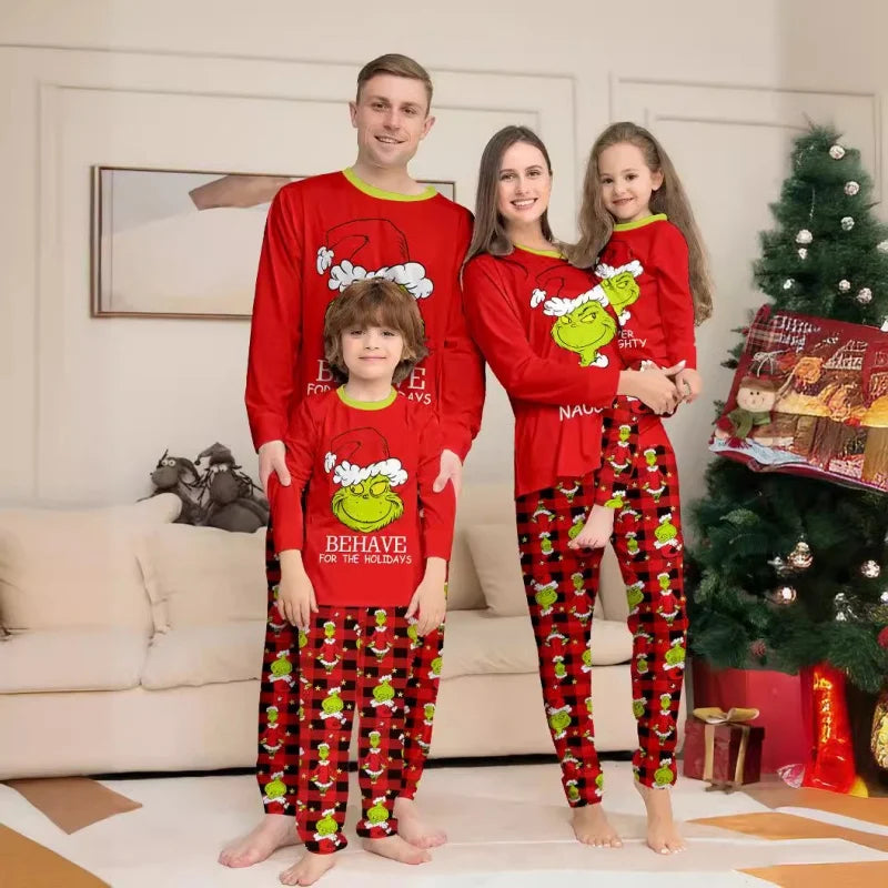 Cozy Holiday Pajama Set Cute Cartoon Character Cotton - Luxicro