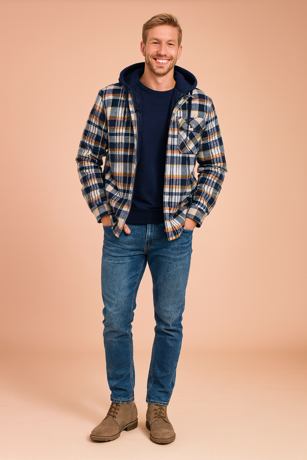 Cozy Plaid Hoodie Jacket for Men