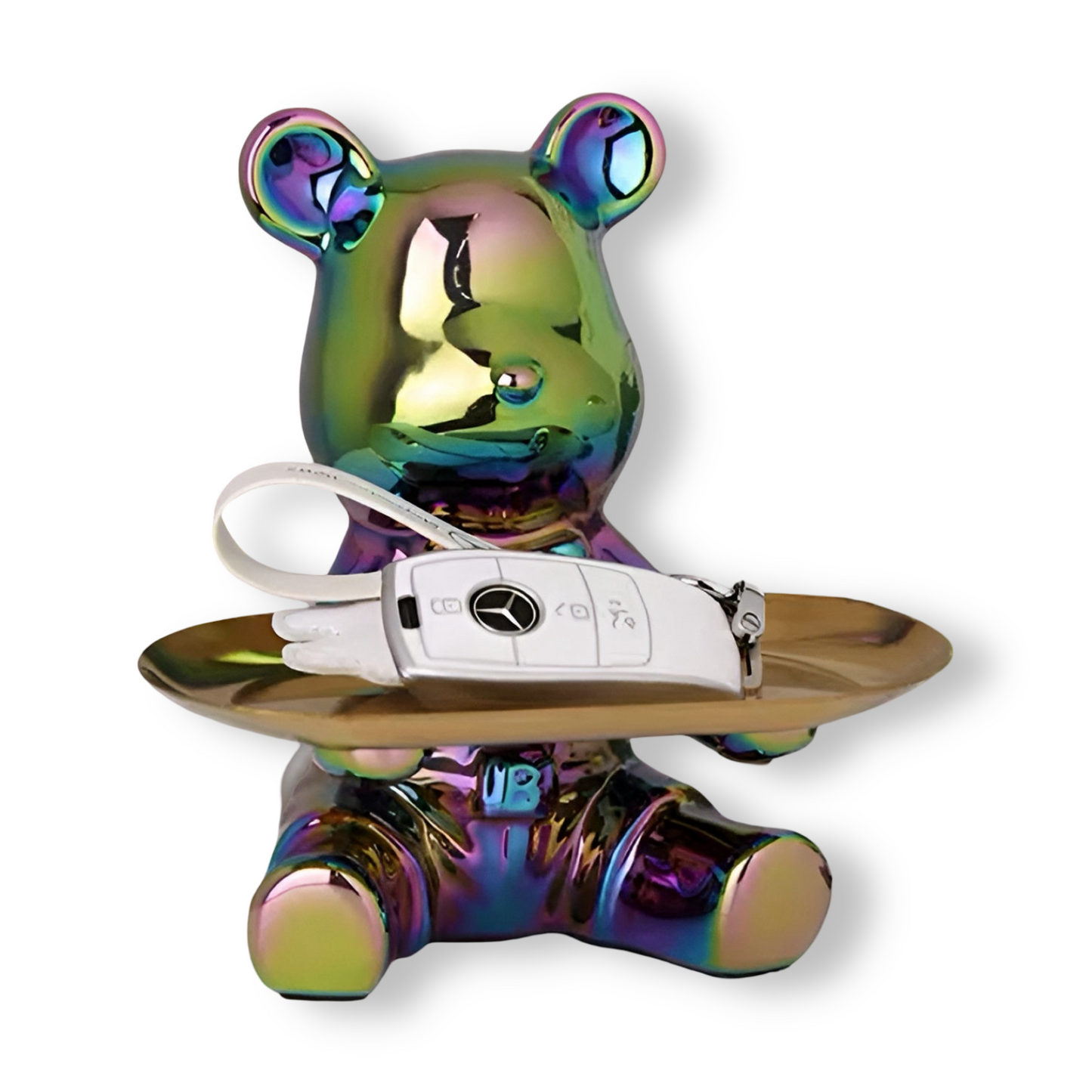 Stylish White Bear Serving Tray for Living Room