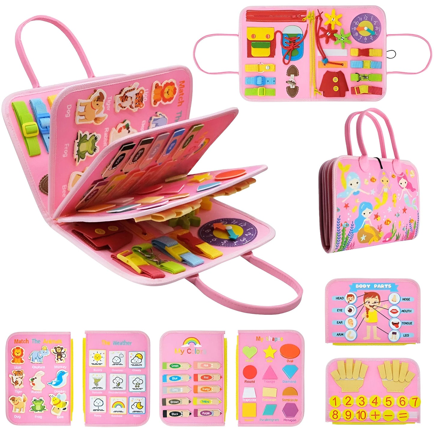 Fun Learning Activity Book for Kids with Laces and Zippers