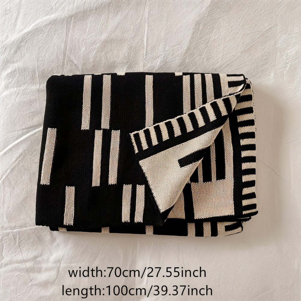Soft Plaid Winter Throw Blanket Black Beige