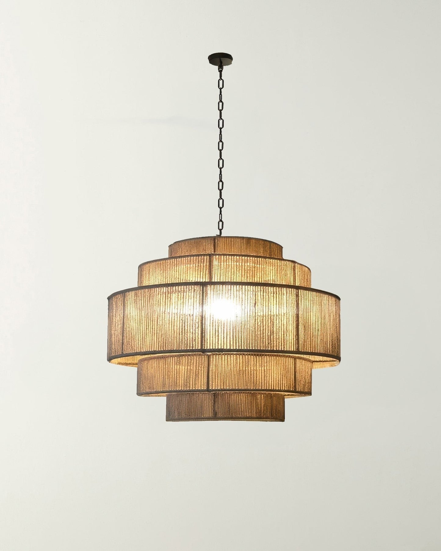 Natural Woven Rattan Pendant Light With Jute Details - Luxicro