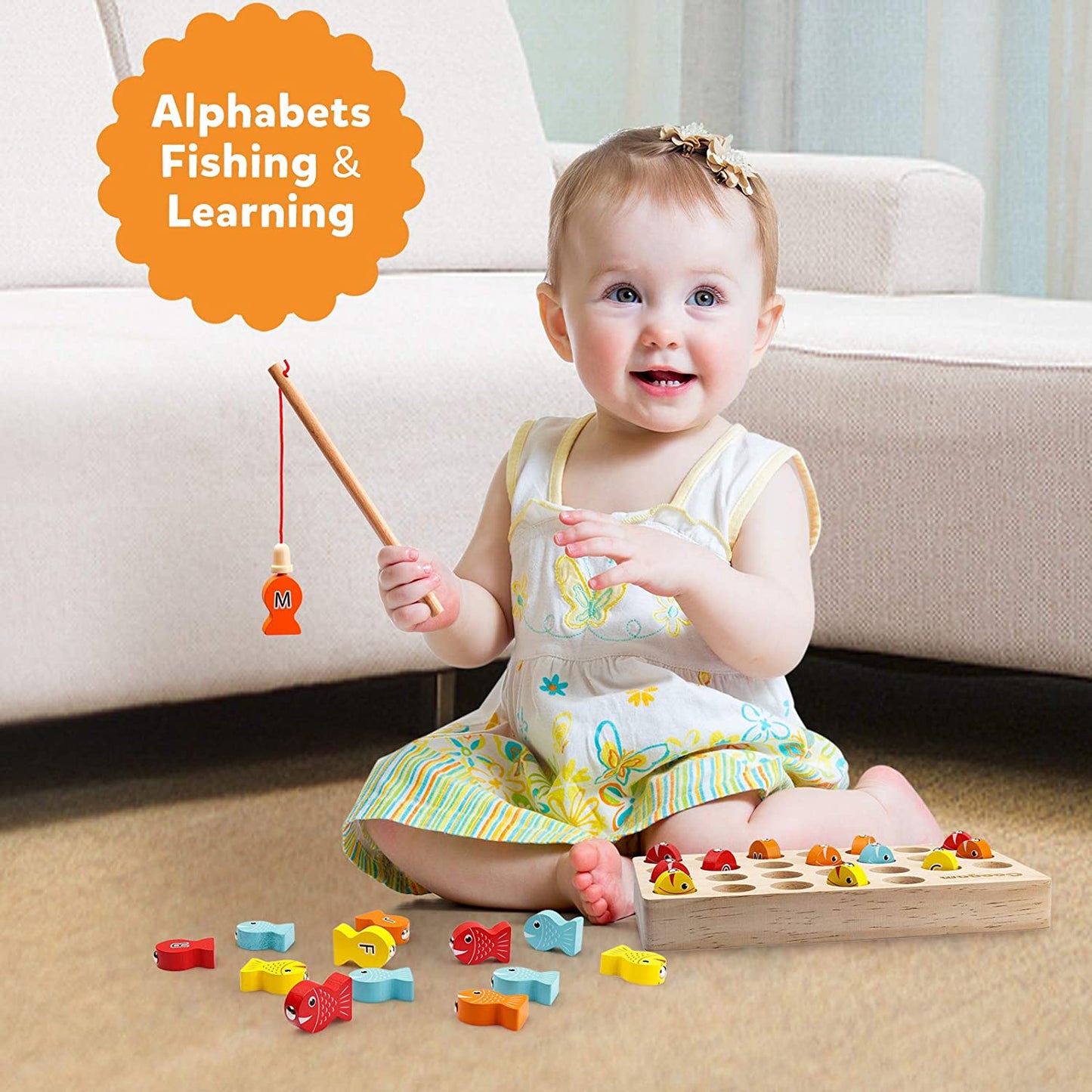 Classic Childrens Wooden Fishing Toy Set