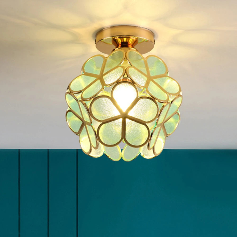 Floral LED Ceiling Light - Sleek Metal and Glass Design