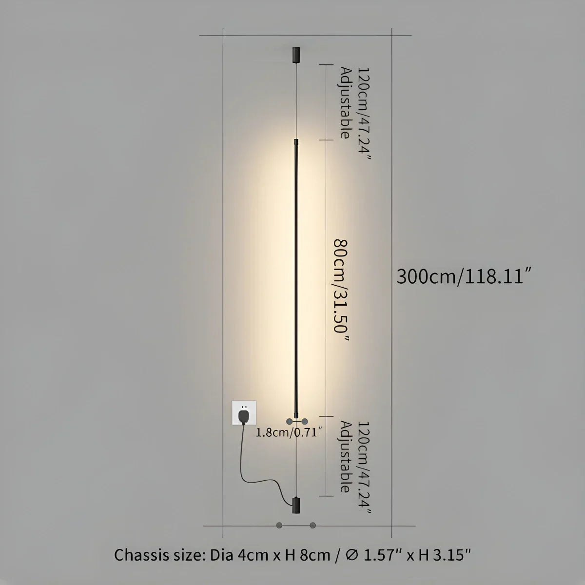Tall Sleek Floor Ceiling Lamp