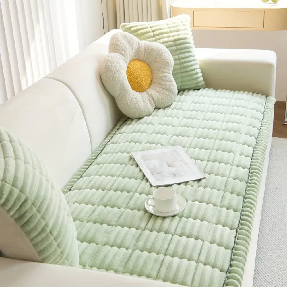 Soft Fleece Sofa Slipcover Non Slip Machine Washable Protector