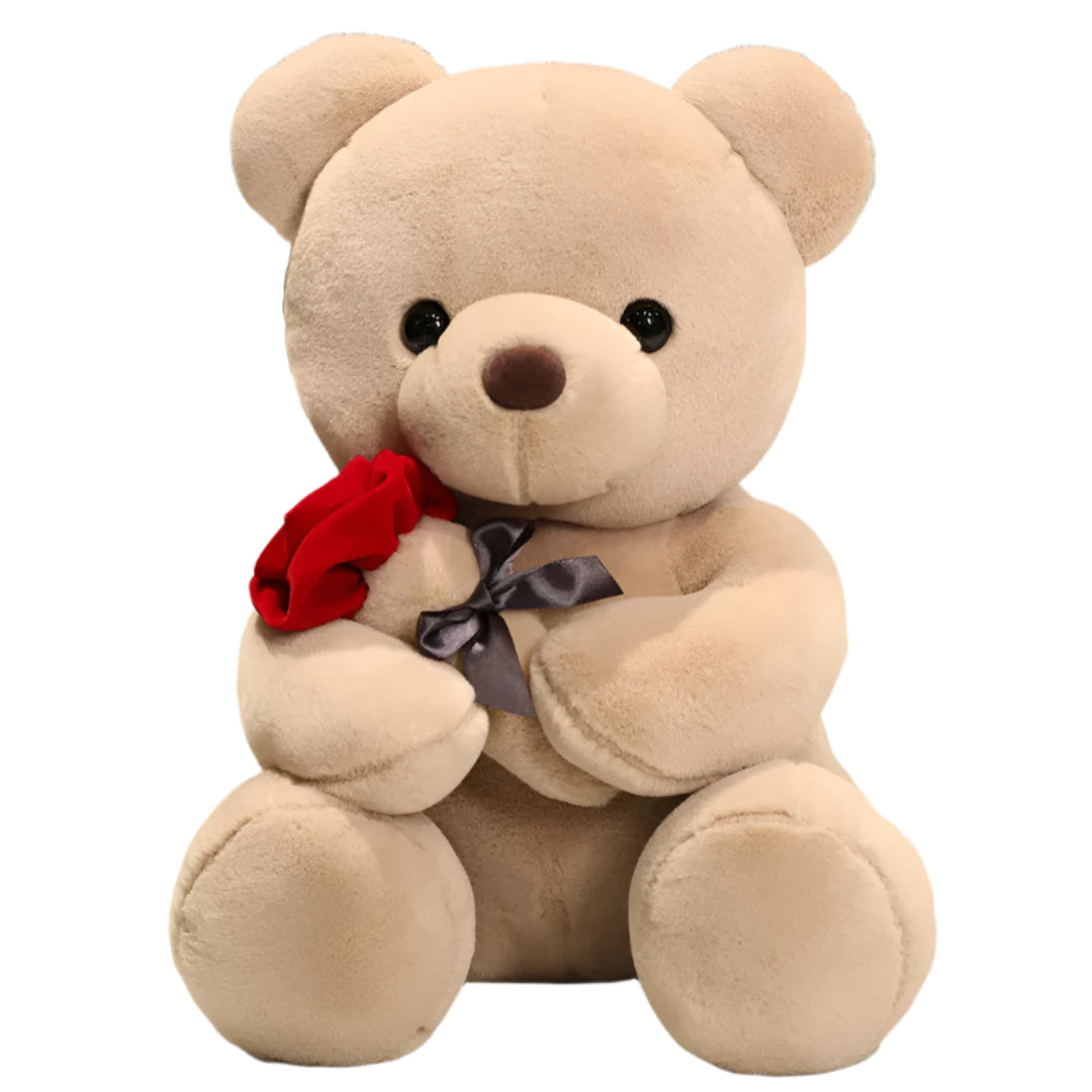 Soft Plush Bear with Floral Design
