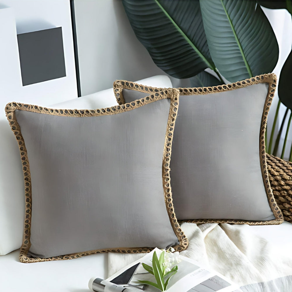 Natural Fabric Edge Throw Pillow Cover
