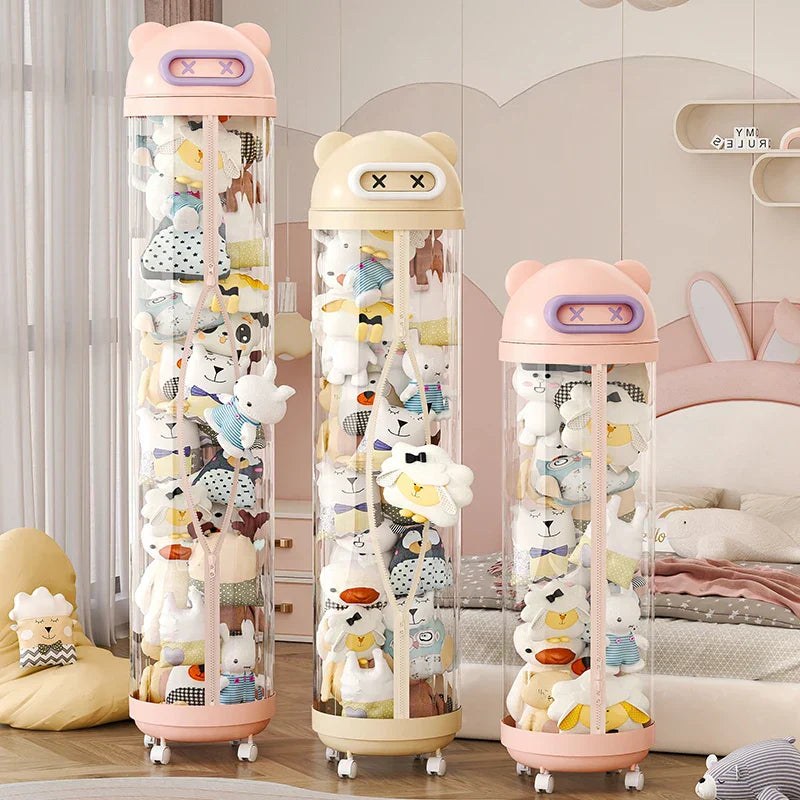 Space Saving Transparent Plastic Storage Shelf Tower - Luxicro