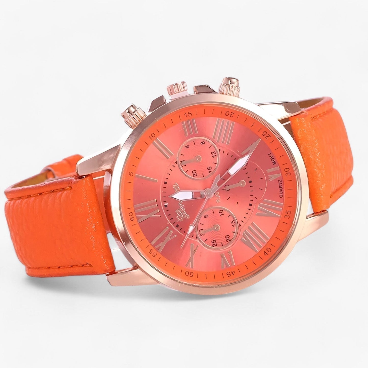 Durable Brown Leather Ladies Watch 42mm