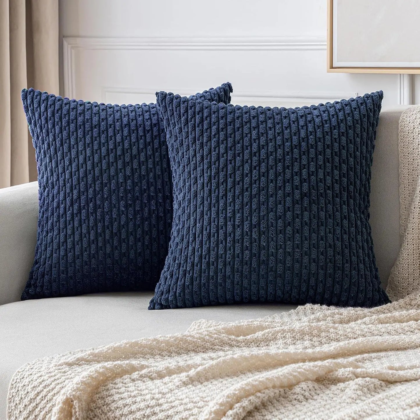 Soft Striped Velvet Decorative Pillow in Modern Rustic Style