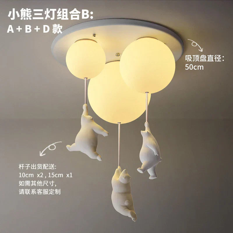 Colorful Bear LED Kids Ceiling Lamp Soft Night Light