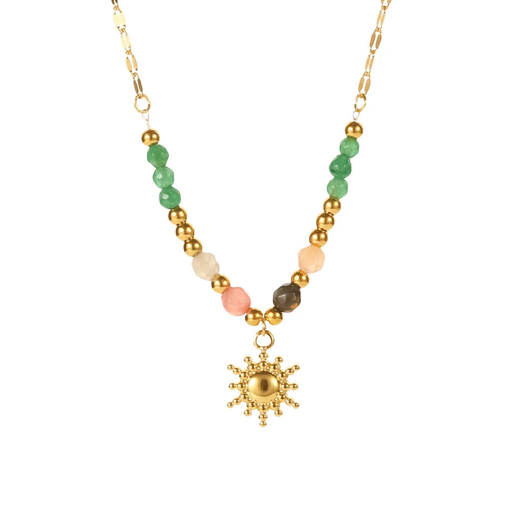 Dainty Boho Chic Sun Drop Necklace