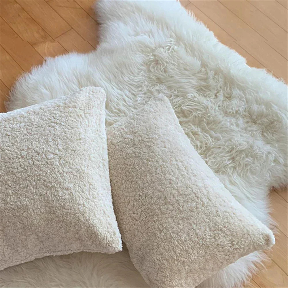 Plush Faux Silk Pillowcase for Living Room