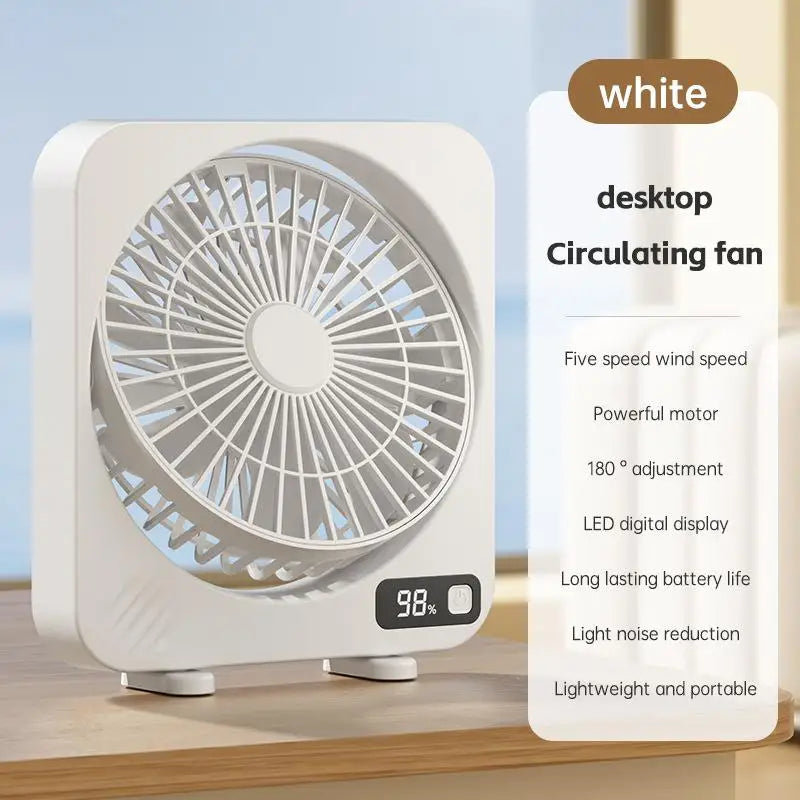 Compact USB Desk Fan with 5-Speed Digital Control