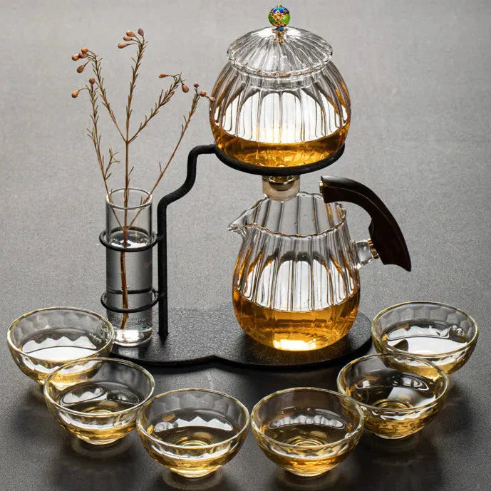 Autumn Leaf Patterned Glass Tea Set - Luxicro