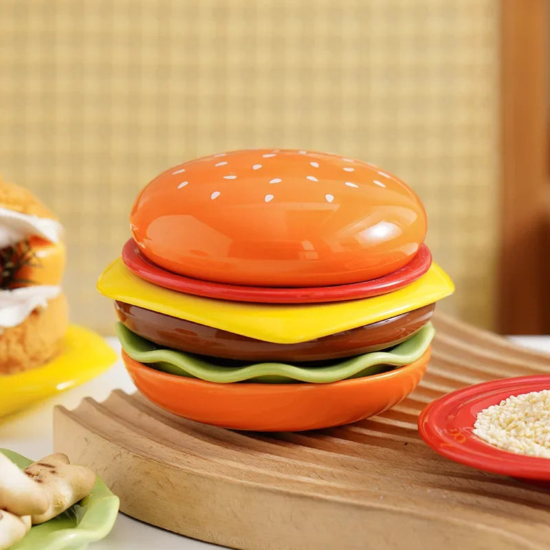 Stackable Mini Burger Plate Ceramic Set - Luxicro