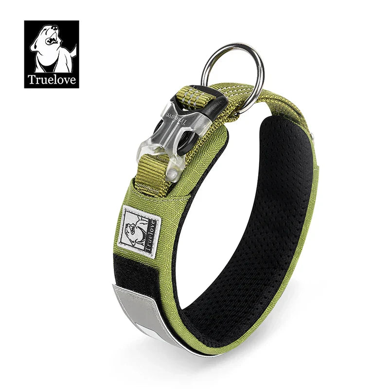 Customizable Padded Dog Collar with Reflective Strip