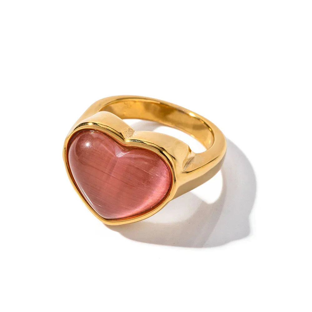 Lovely Pink Gold Heart Ring