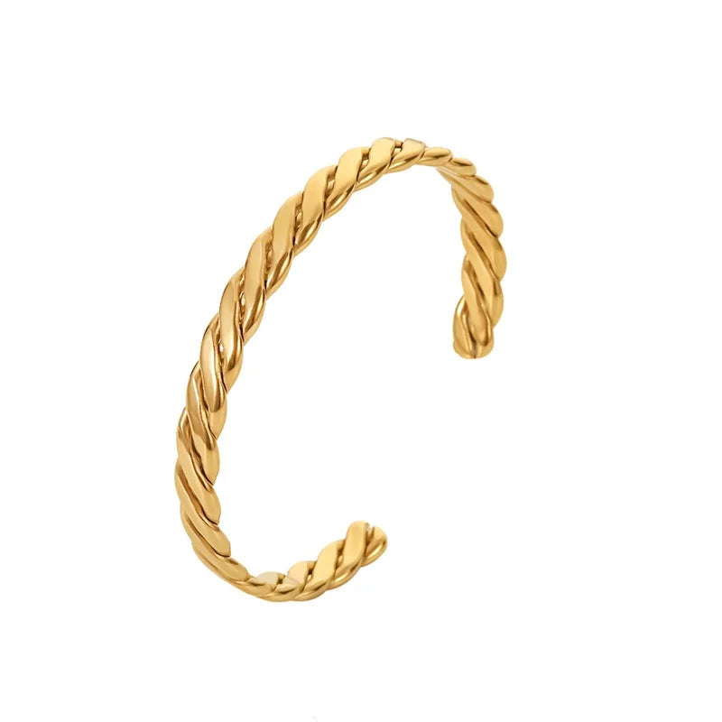 Elegant 18k Gold Plated Twist Bangle Bracelet