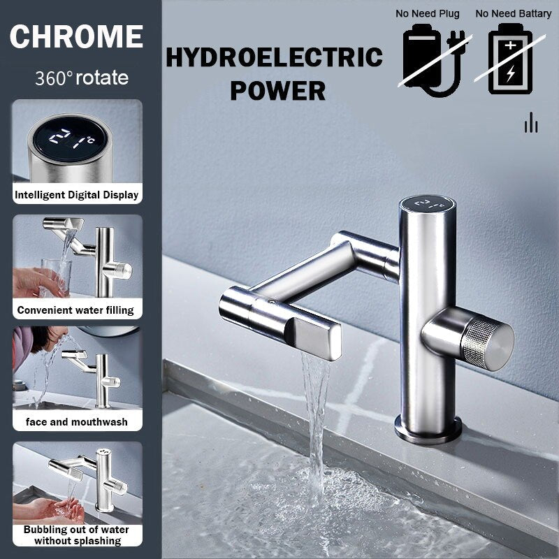 Contemporary Automatic Rotating Waterfall Sink Faucet