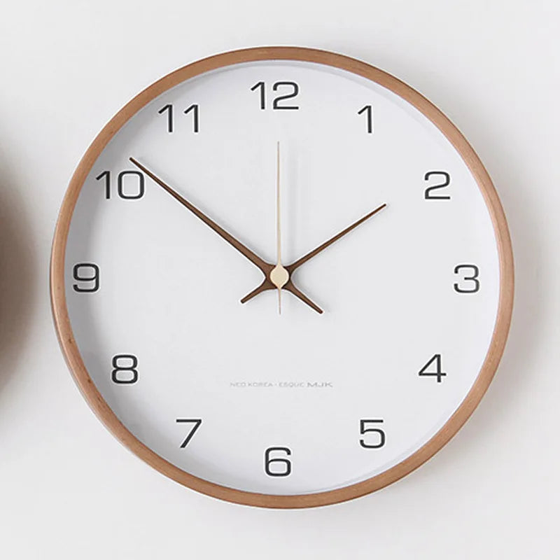 Simple Wooden Glass Wall Clock – Silent Quartz Timekeeper