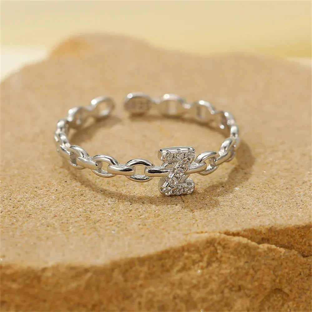 Elegant Initial Diamond Letter Ring