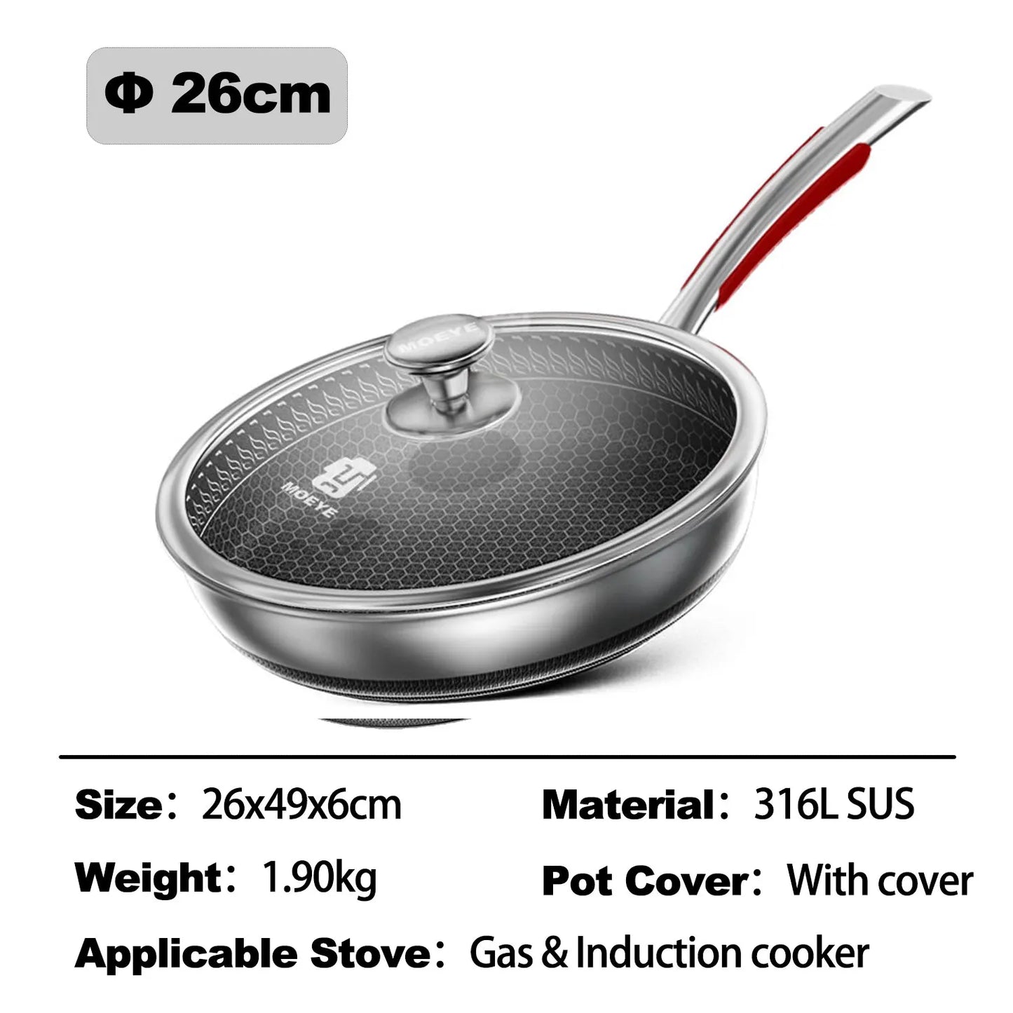 Durable Easy Clean Stainless Steel Frying Pan
