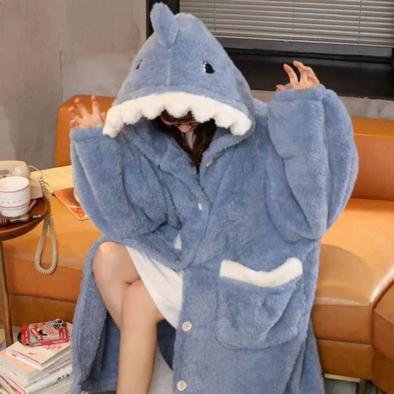 Cozy Fleece Shark Hooded Throw Blanket - Luxicro